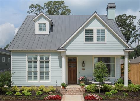 gray craftsman house with metal roof|metal roof colors.